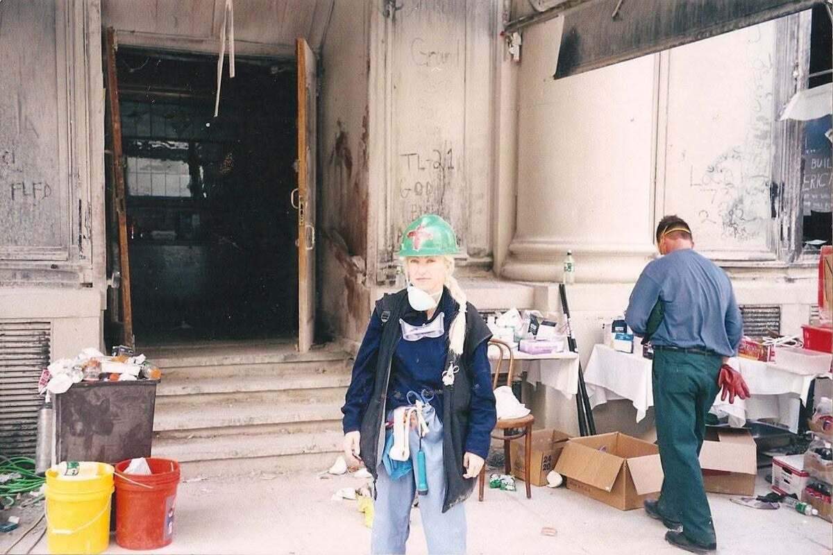 At ground zero after the Sept. 11, 2001, terrorist attacks in Lower Manhattan.